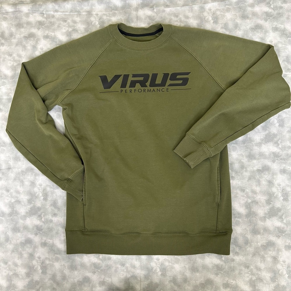 Virus Performance Sweatshirt Gym Lifting Workout Green‎ Size XS Crewneck